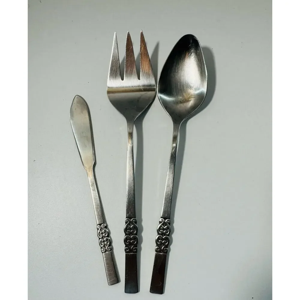 International Stainless Deluxe Danish Scroll 3 pc Serving Set MCM